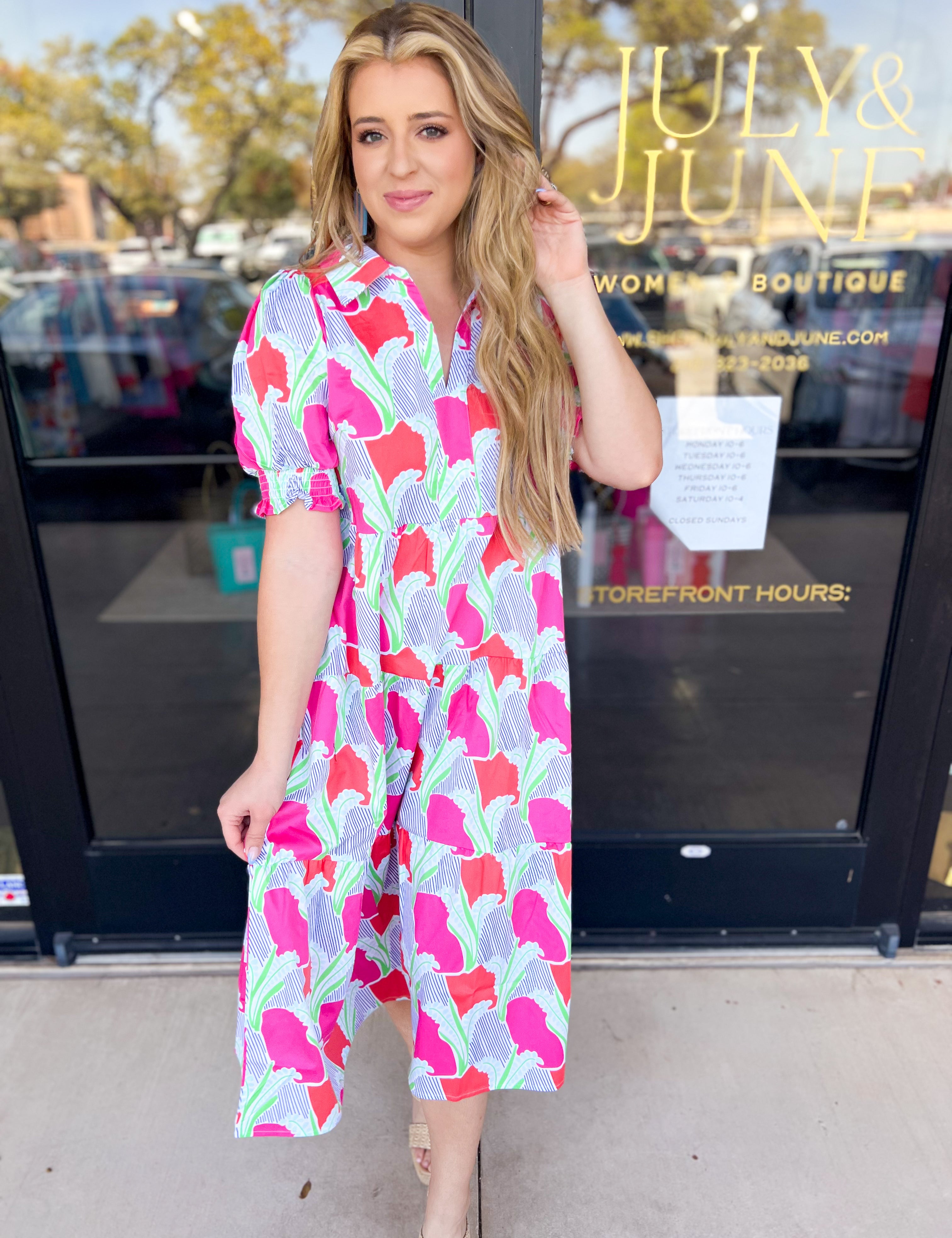 Mary Square - Molly Midi Dress-500 Midi-MARY SQUARE-July & June Women's Fashion Boutique Located in San Antonio, Texas