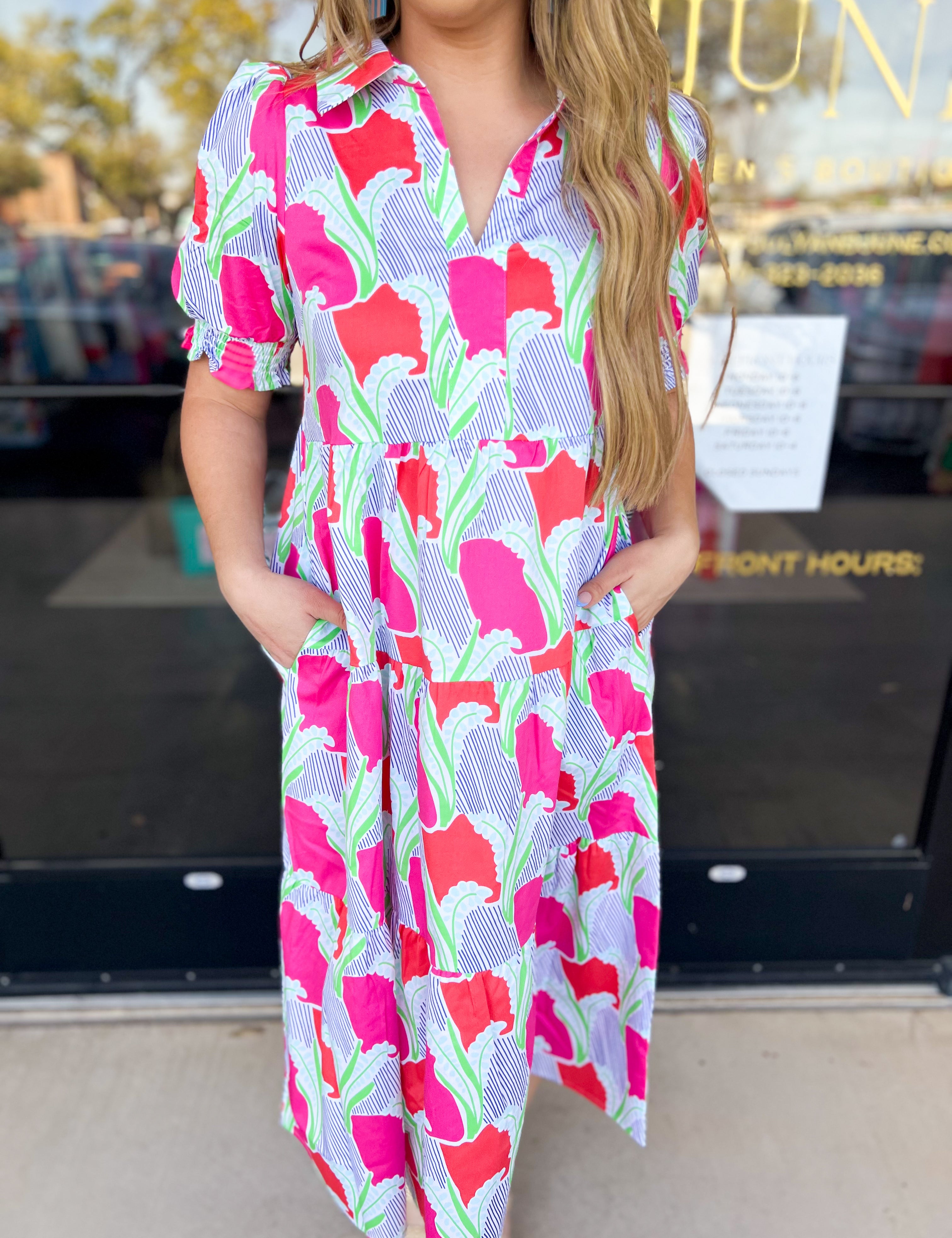 Mary Square - Molly Midi Dress-500 Midi-MARY SQUARE-July & June Women's Fashion Boutique Located in San Antonio, Texas