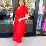 Elevated Midi Dress - Red-500 Midi-JODIFL-July & June Women's Fashion Boutique Located in San Antonio, Texas