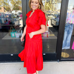 Elevated Midi Dress - Red-500 Midi-JODIFL-July & June Women's Fashion Boutique Located in San Antonio, Texas