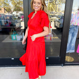 Elevated Midi Dress - Red-500 Midi-JODIFL-July & June Women's Fashion Boutique Located in San Antonio, Texas