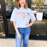 USA Patchwork Tee-210 Casual Blouses-PEACH LOVE-July & June Women's Fashion Boutique Located in San Antonio, Texas