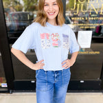 USA Patchwork Tee-210 Casual Blouses-PEACH LOVE-July & June Women's Fashion Boutique Located in San Antonio, Texas