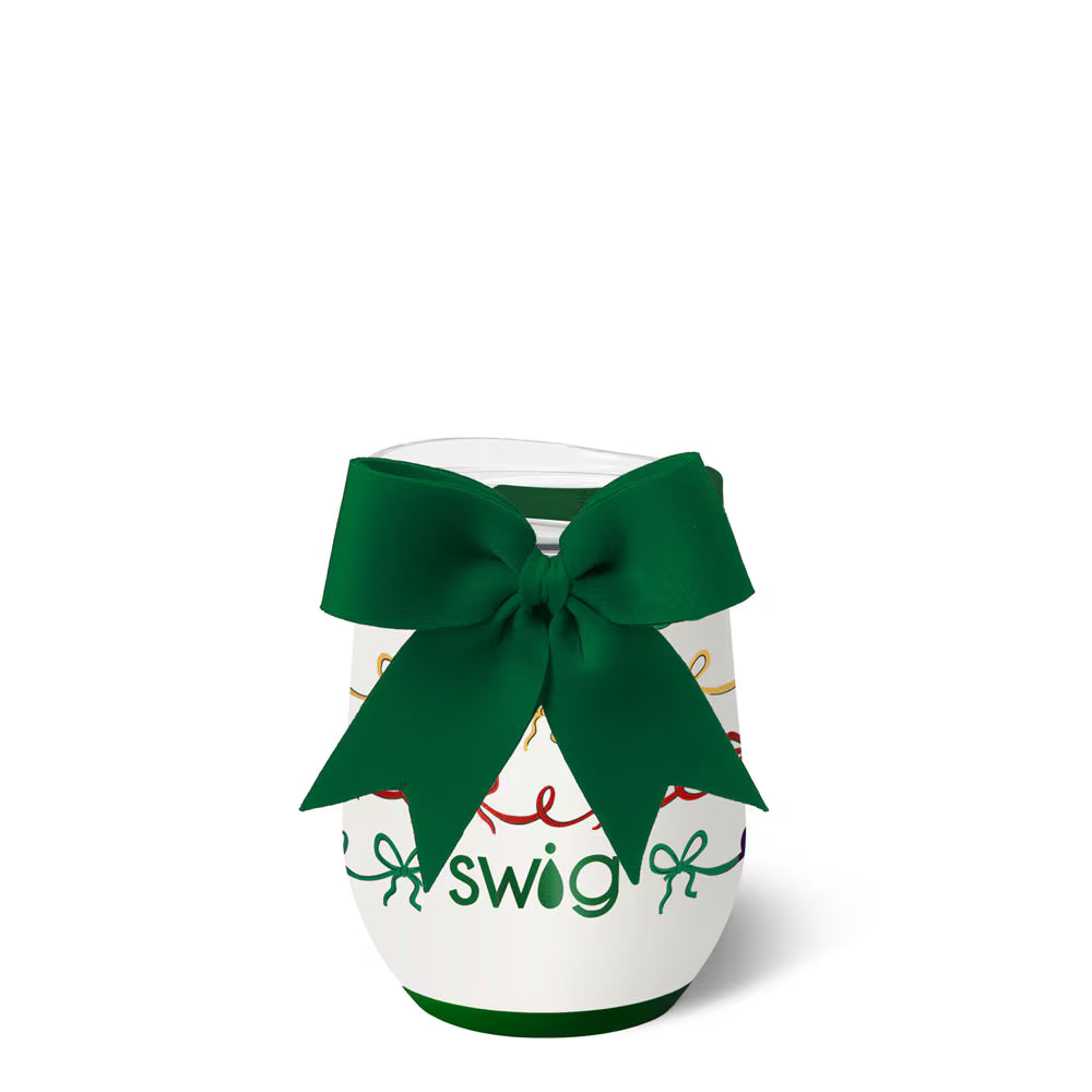 SWIG - Christmas Bows Stemless Wine Cup 12oz-July & June Women's Boutique -July & June Women's Fashion Boutique Located in San Antonio, Texas