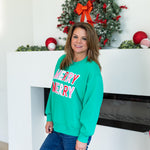 Mary Square - Sarah Merry Merry Sweatshirt-210 Casual Blouses-MARY SQUARE-July & June Women's Fashion Boutique Located in San Antonio, Texas