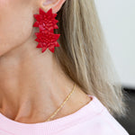 Sunshine Tienda - Painted Poinsettia Earrings-110 Jewelry & Hair-Sunshine Tienda-July & June Women's Fashion Boutique Located in San Antonio, Texas