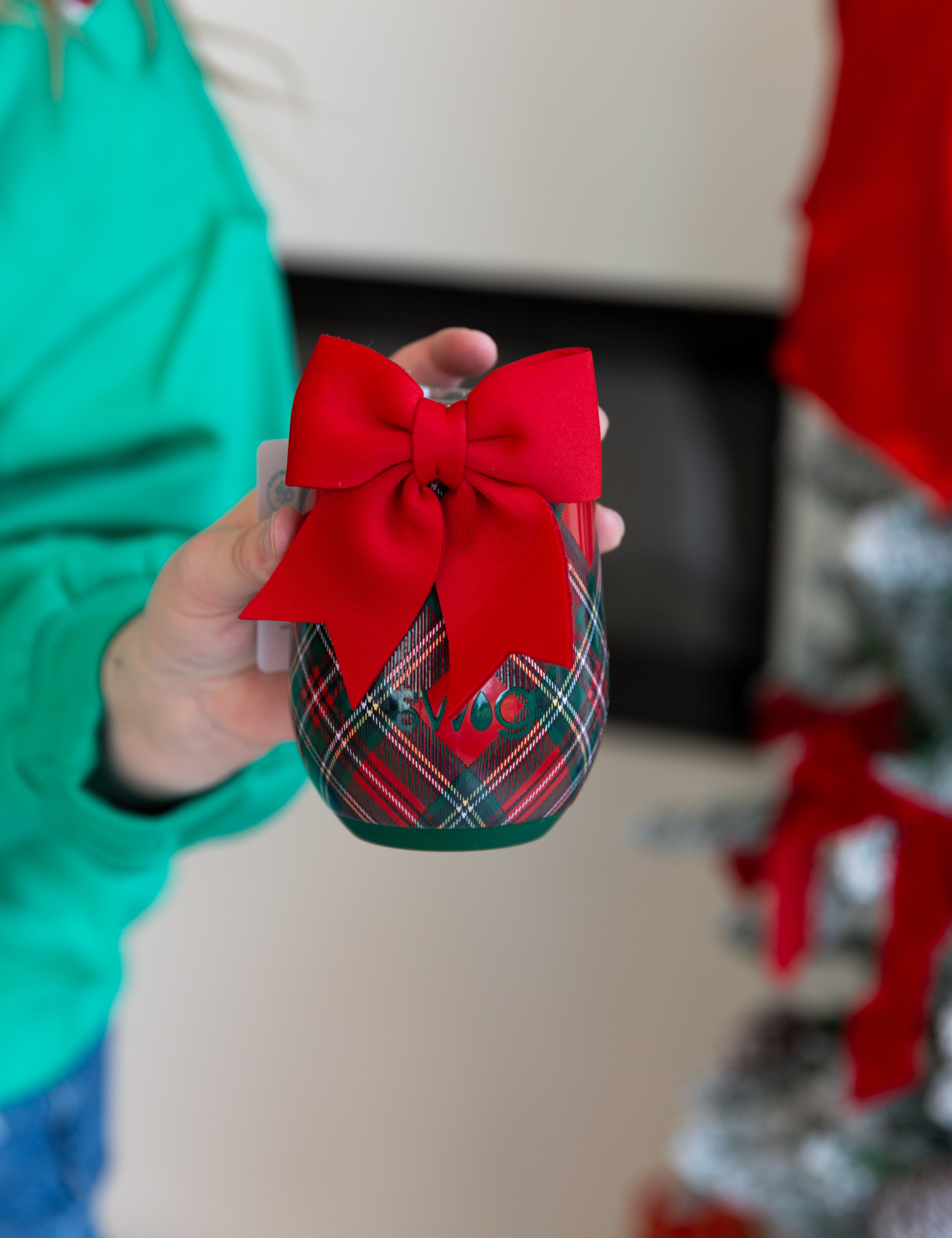 SWIG - Christmas Plaid Stemless Wine Glass-140 Gifts + Home-SWIG-July & June Women's Fashion Boutique Located in San Antonio, Texas