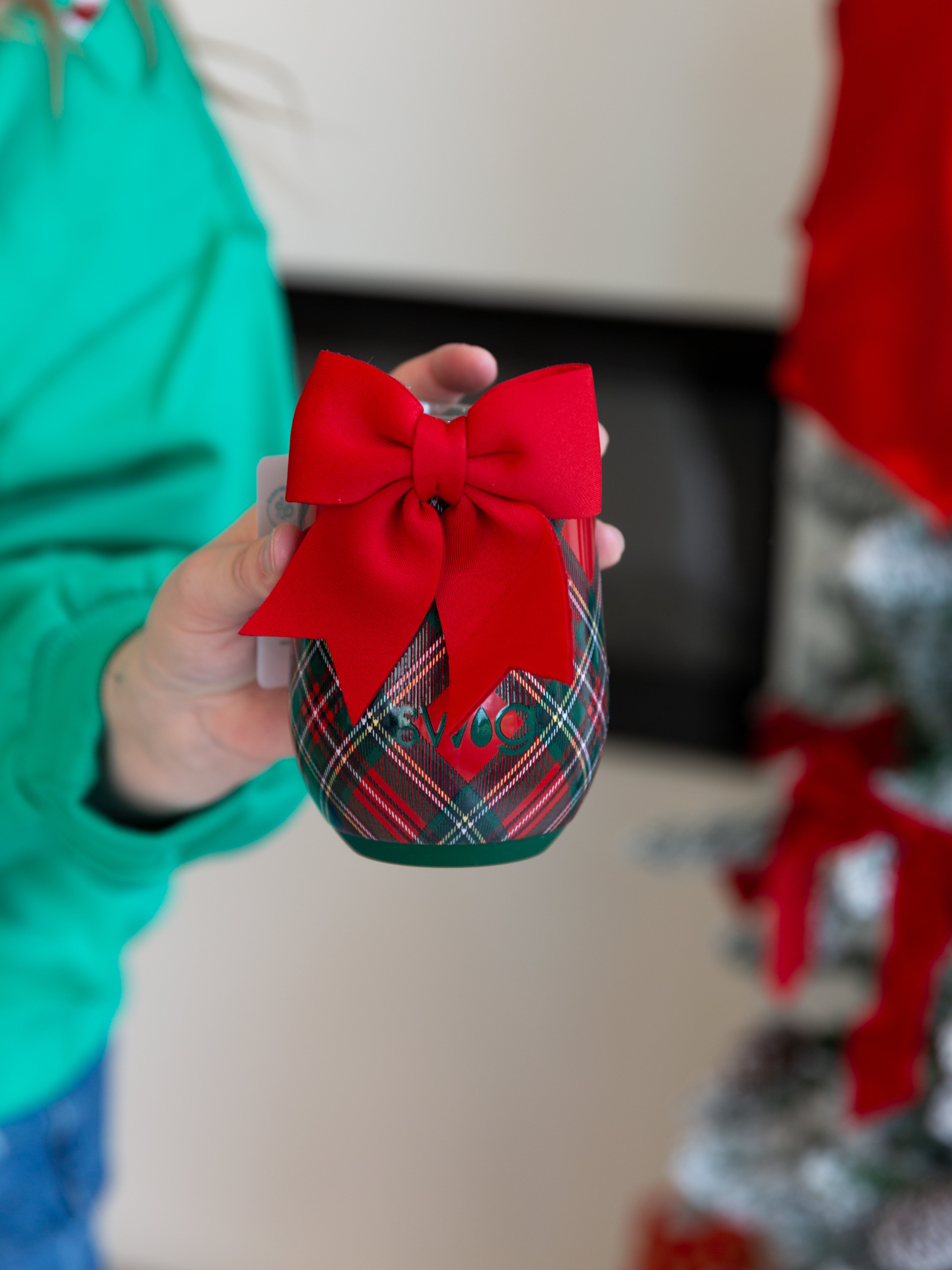 SWIG - Christmas Plaid Stemless Wine Glass-140 Gifts + Home-SWIG-July & June Women's Fashion Boutique Located in San Antonio, Texas