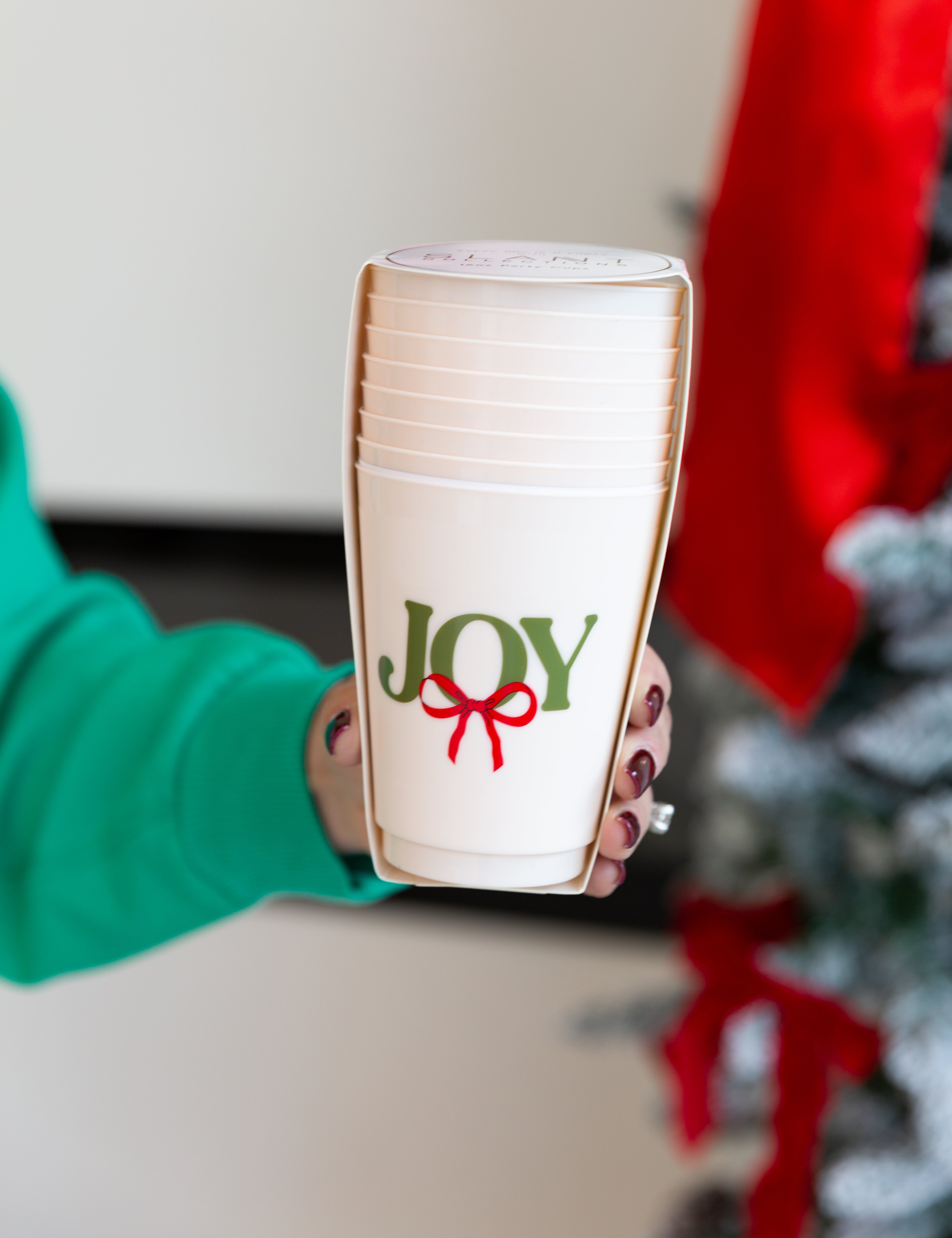 SLANT - Frost Cups - Joy Bow - 8 ct-140 Gifts + Home-SLANT-July & June Women's Fashion Boutique Located in San Antonio, Texas