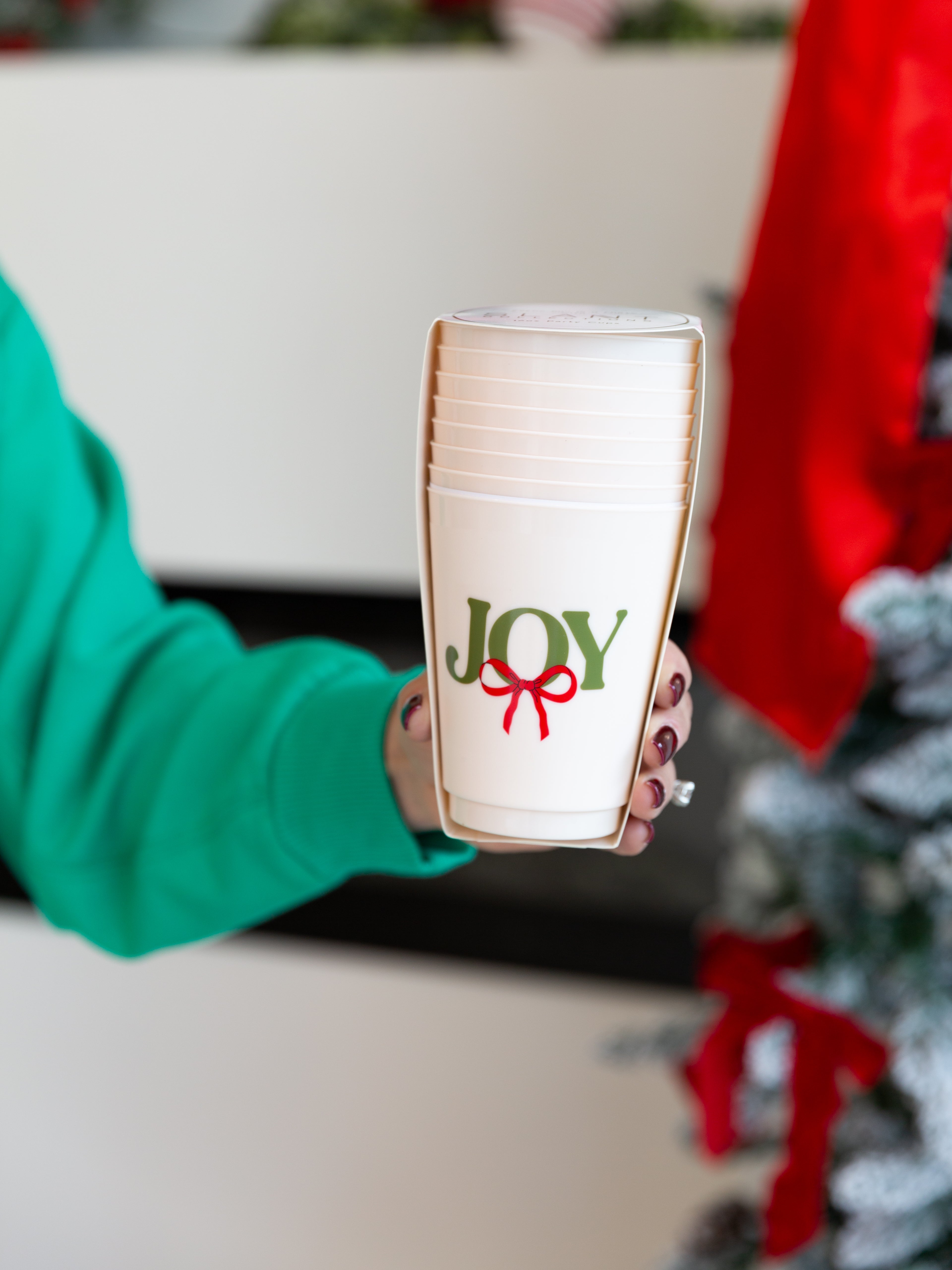 SLANT - Frost Cups - Joy Bow - 8 ct-140 Gifts + Home-SLANT-July & June Women's Fashion Boutique Located in San Antonio, Texas