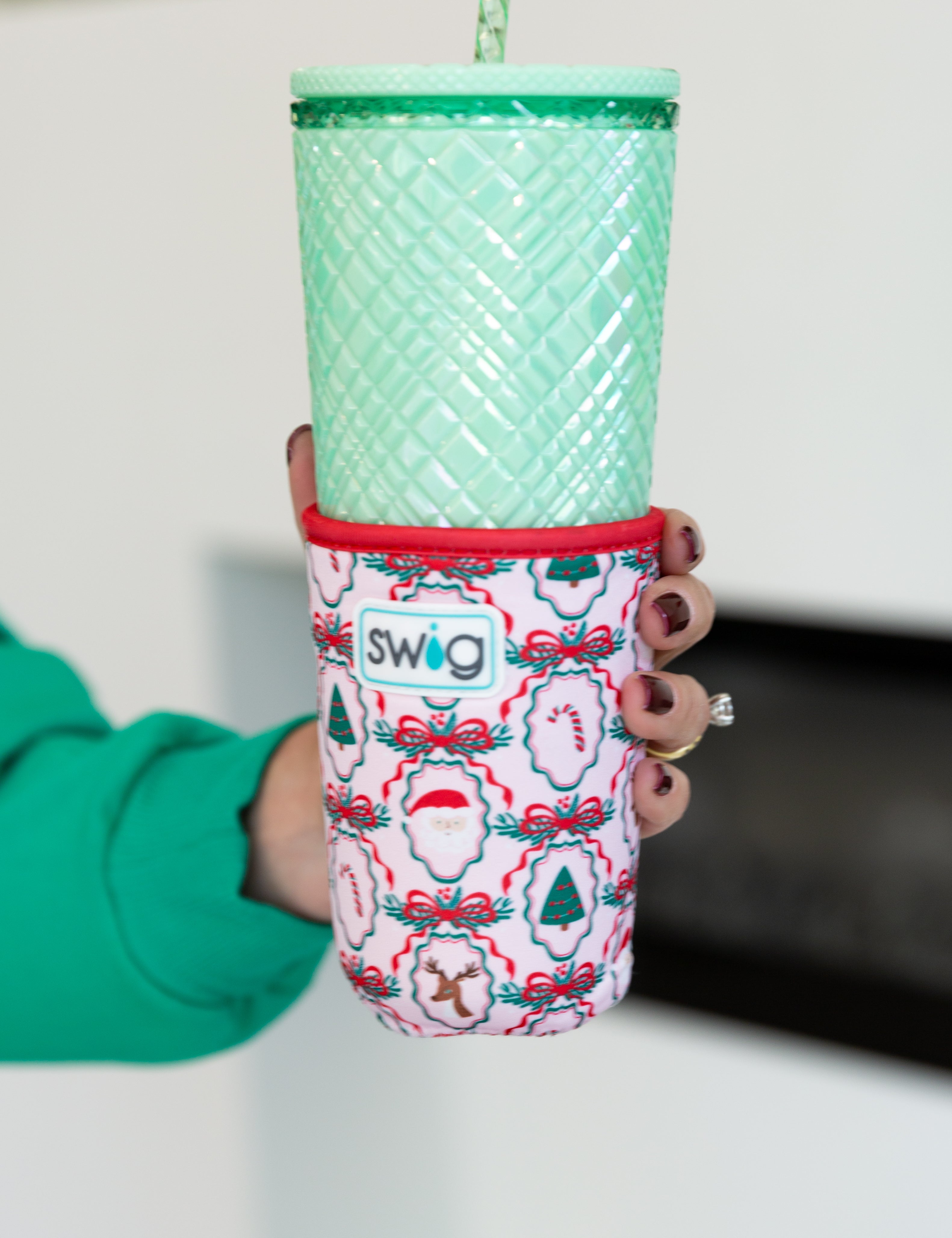 SWIG - Christmas Cameos Iced Cup Coolie (Medium)-140 Gifts + Home-SWIG-July & June Women's Fashion Boutique Located in San Antonio, Texas