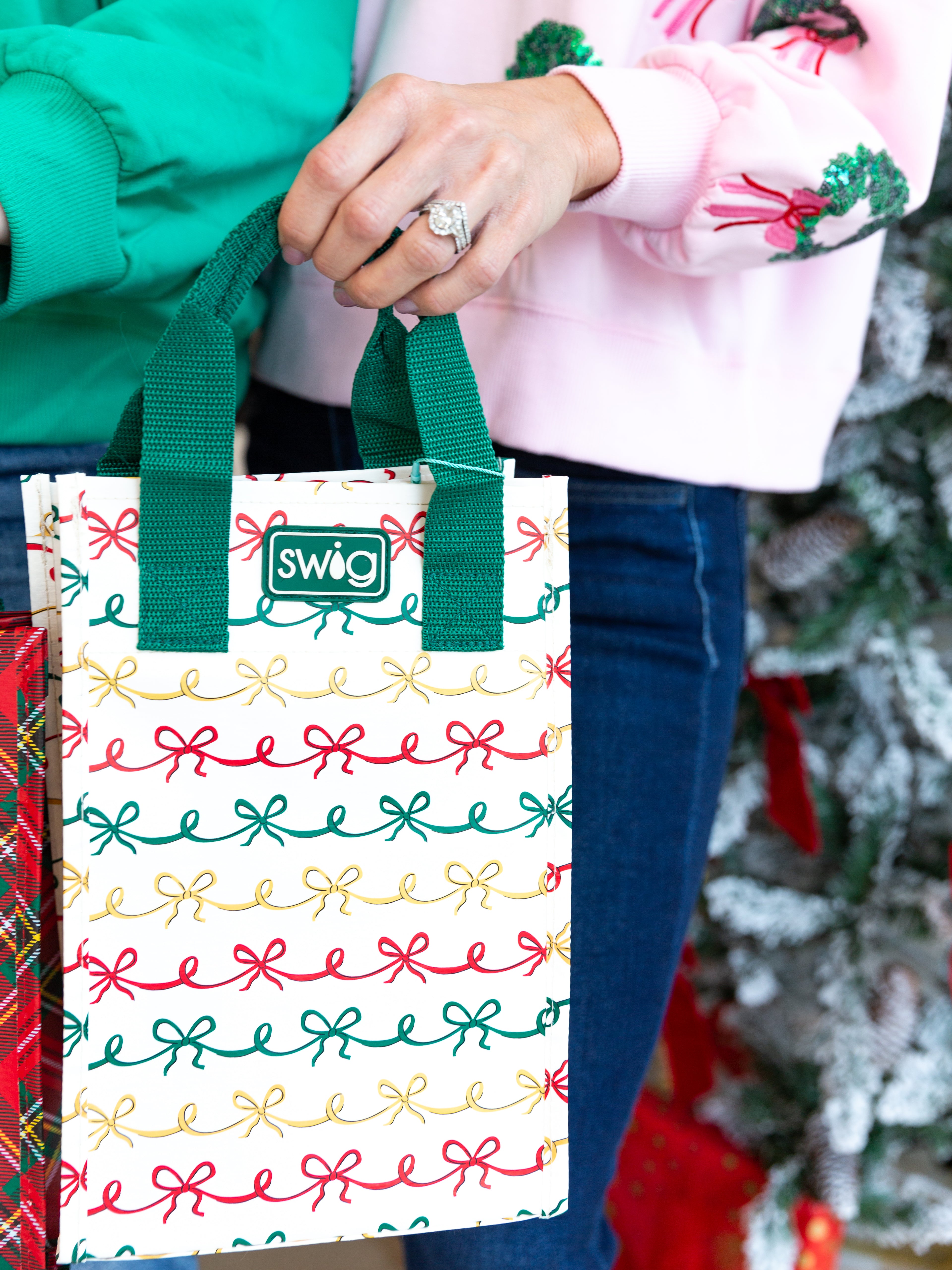 SWIG - Christmas Bows Reusable Gift Bag - Tall-140 Gifts + Home-SWIG-July & June Women's Fashion Boutique Located in San Antonio, Texas