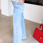 Vervet - High Rise Rhinestone Wide Leg Jeans-400 Pants-VEVERT BY FLYING MONKEY-July & June Women's Fashion Boutique Located in San Antonio, Texas