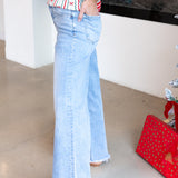 Vervet - High Rise Rhinestone Wide Leg Jeans-400 Pants-VEVERT BY FLYING MONKEY-July & June Women's Fashion Boutique Located in San Antonio, Texas