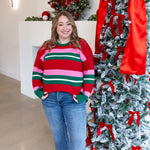 Mary Square - Logan Holiday Stripe Sweater-230 Sweaters/Cardis-MARY SQUARE-July & June Women's Fashion Boutique Located in San Antonio, Texas