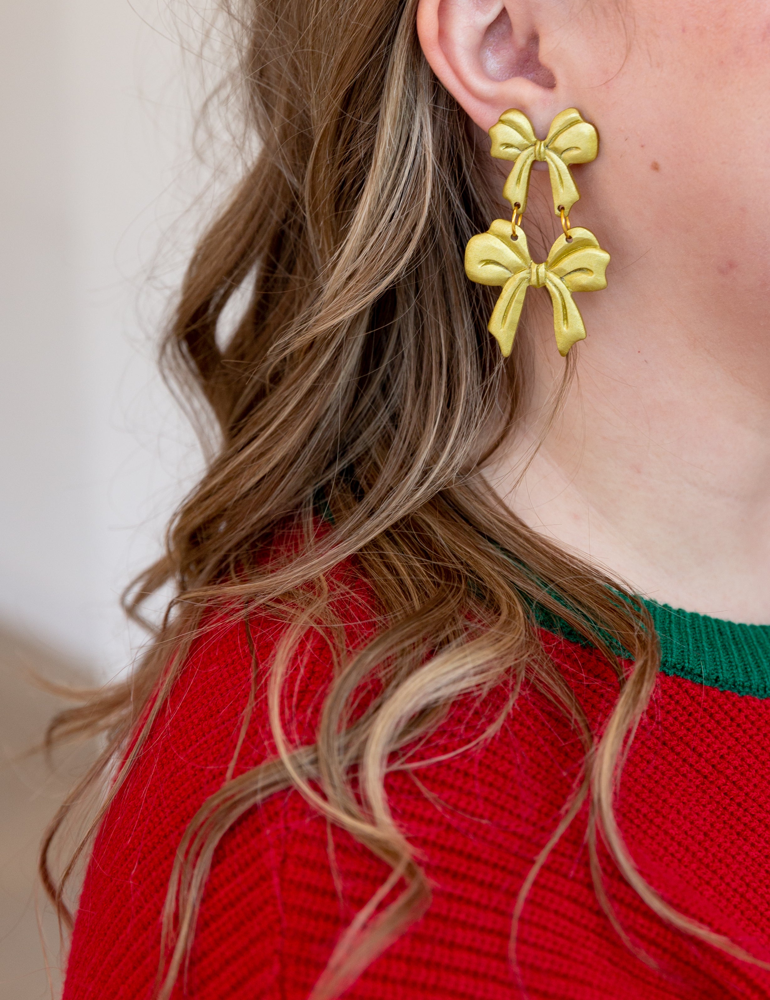 Sunshine Tienda - Double Bow Earrings - Gold-110 Jewelry & Hair-Sunshine Tienda-July & June Women's Fashion Boutique Located in San Antonio, Texas