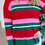 Mary Square - Logan Holiday Stripe Sweater-230 Sweaters/Cardis-MARY SQUARE-July & June Women's Fashion Boutique Located in San Antonio, Texas