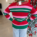 Mary Square - Logan Holiday Stripe Sweater-230 Sweaters/Cardis-MARY SQUARE-July & June Women's Fashion Boutique Located in San Antonio, Texas
