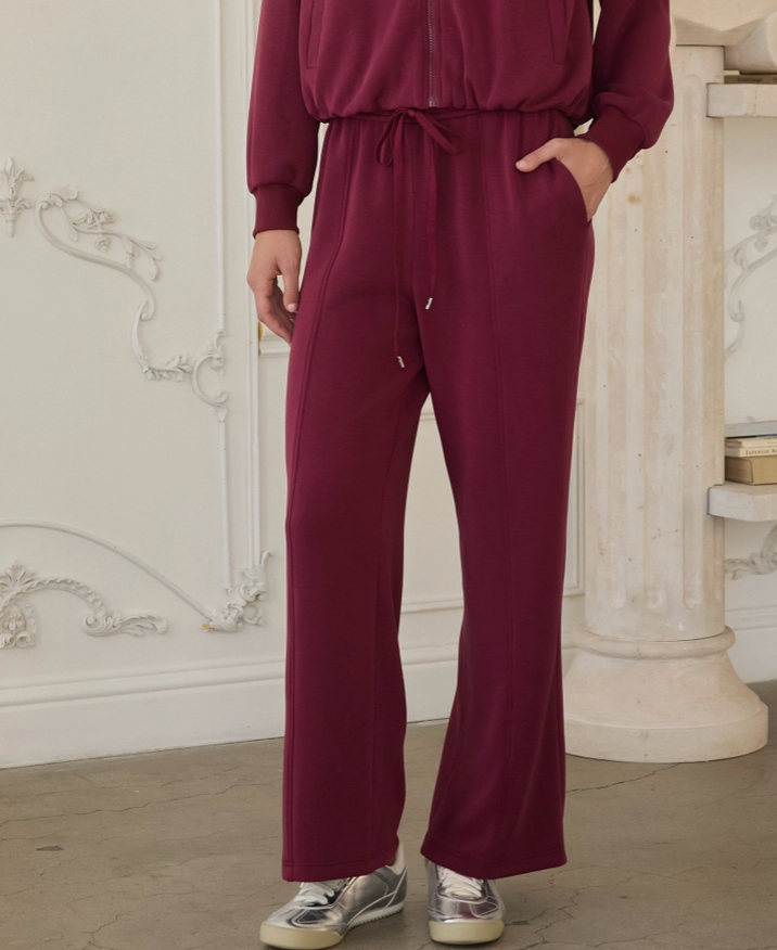 Soft Modal Lounge Pants - Wine - *PRE-ORDER*-300 Athleisure/Lounge-SKIES ARE BLUE-July & June Women's Fashion Boutique Located in San Antonio, Texas