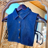 Faux Collar - Dark Denim Wash-200 Fashion Blouses-Giddy Up Glamour-July & June Women's Fashion Boutique Located in San Antonio, Texas