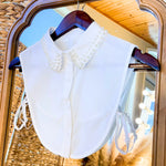 Faux Collar - White Pearl-200 Fashion Blouses-Giddy Up Glamour-July & June Women's Fashion Boutique Located in San Antonio, Texas