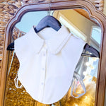 Faux Collar - White Peter Pan-200 Fashion Blouses-Giddy Up Glamour-July & June Women's Fashion Boutique Located in San Antonio, Texas