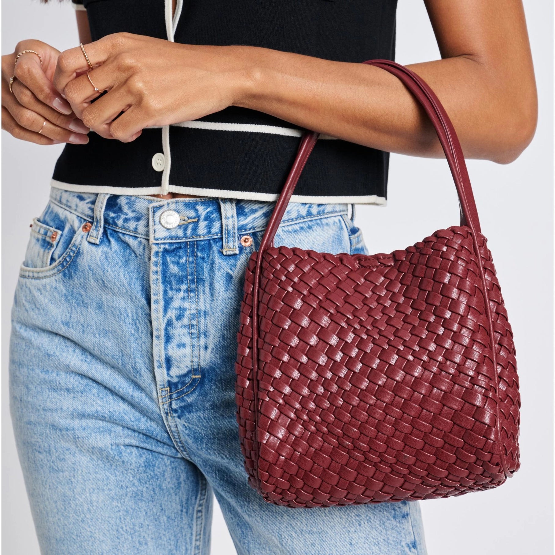 Roxy Woven Crossbody Bag - Burgundy-130 ACCESSORIES-Moda Luxe-July & June Women's Fashion Boutique Located in San Antonio, Texas