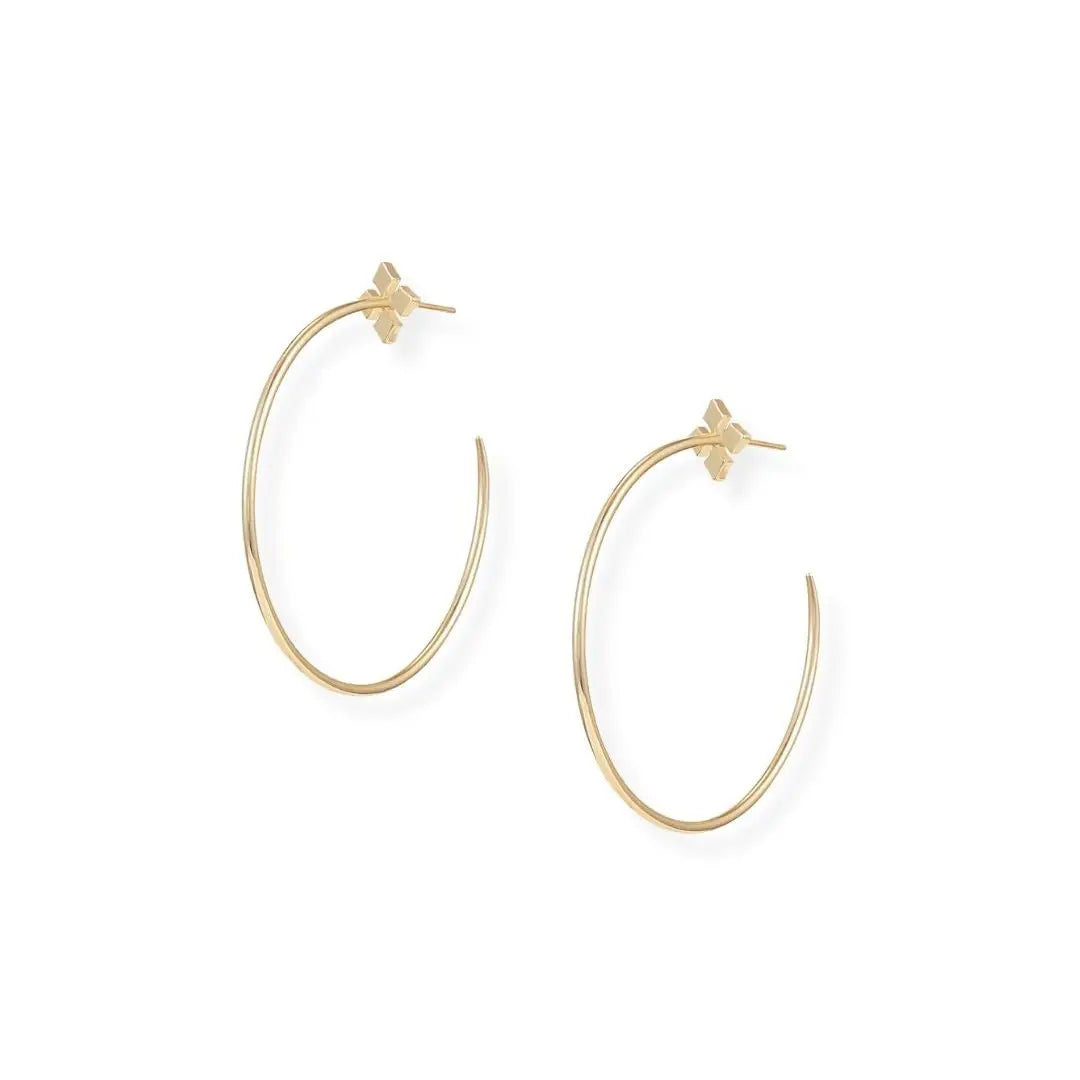 Natalie Wood - Heirloom Cross Hoop Earrings - Gold-110 Jewelry & Hair-Natalie Wood-July & June Women's Fashion Boutique Located in San Antonio, Texas