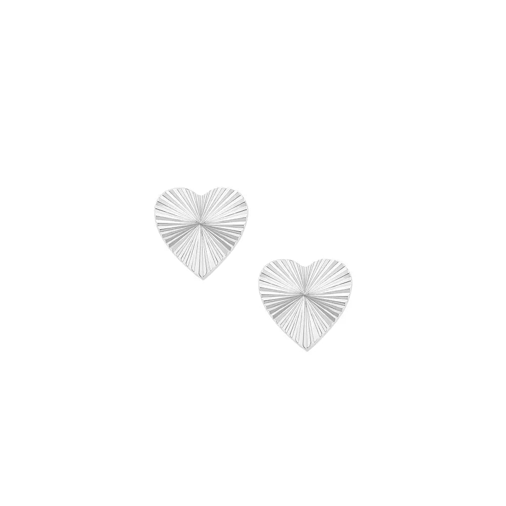 Natalie Wood - Adorned Heart Stud Earrings Silver-110 Jewelry & Hair-Natalie Wood-July & June Women's Fashion Boutique Located in San Antonio, Texas