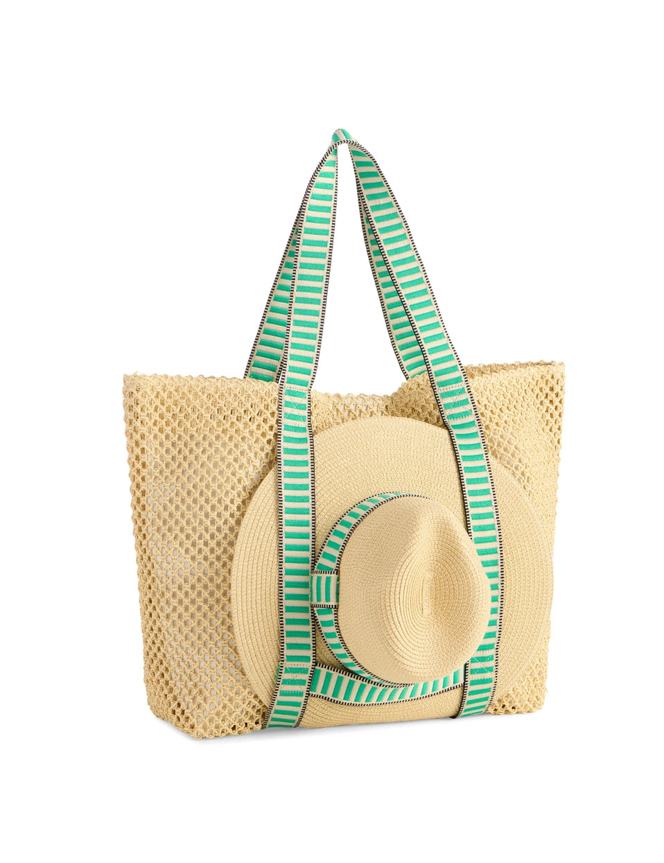 Dorian Tote Bag & Hat Set - Green-130 ACCESSORIES-SHIRALEAH-July & June Women's Fashion Boutique Located in San Antonio, Texas