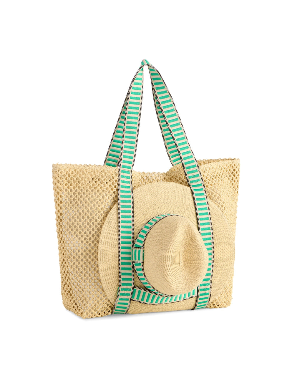Dorian Tote Bag & Hat Set - Green-130 ACCESSORIES-SHIRALEAH-July & June Women's Fashion Boutique Located in San Antonio, Texas