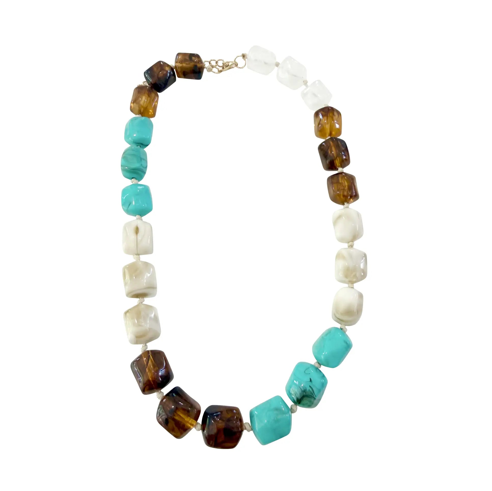 The Flint Beaded Necklace - Turquoise/Tortoise-130 Accessories-Gemelli-July & June Women's Fashion Boutique Located in San Antonio, Texas