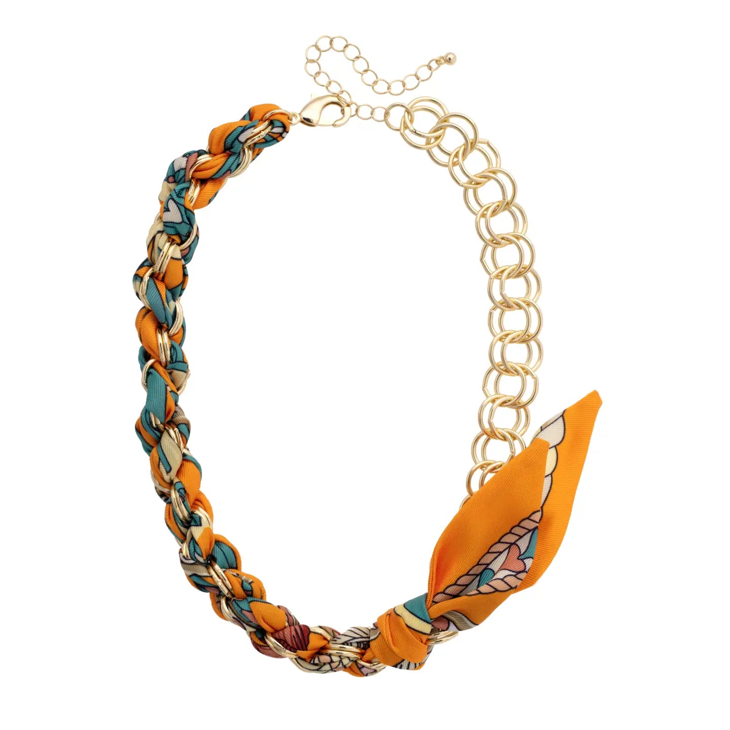 Colette Scarf Necklace - Orange & Teal-110 Jewelry & Hair-Canvas Style-July & June Women's Fashion Boutique Located in San Antonio, Texas