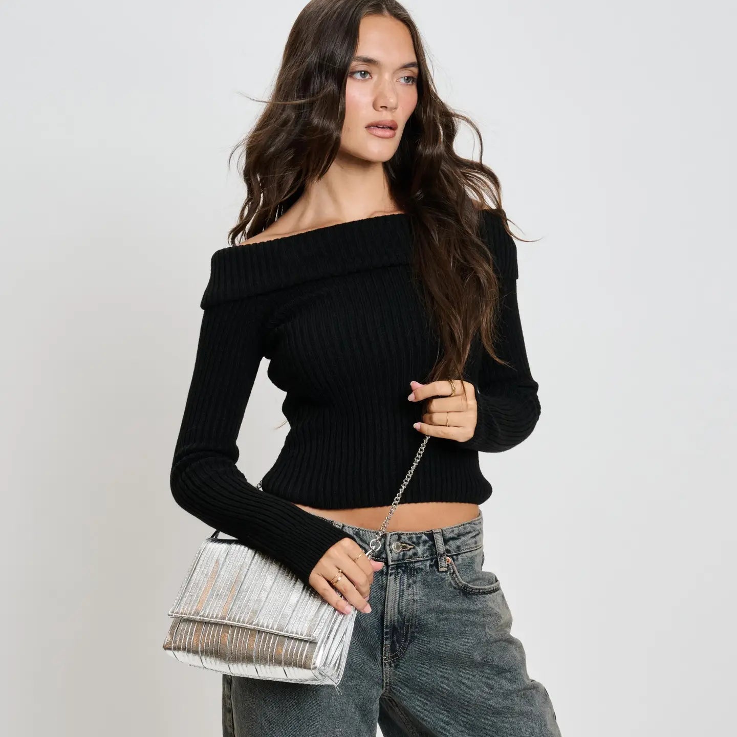 Esmerelda Clutch - Silver-130 ACCESSORIES-Moda Luxe-July & June Women's Fashion Boutique Located in San Antonio, Texas