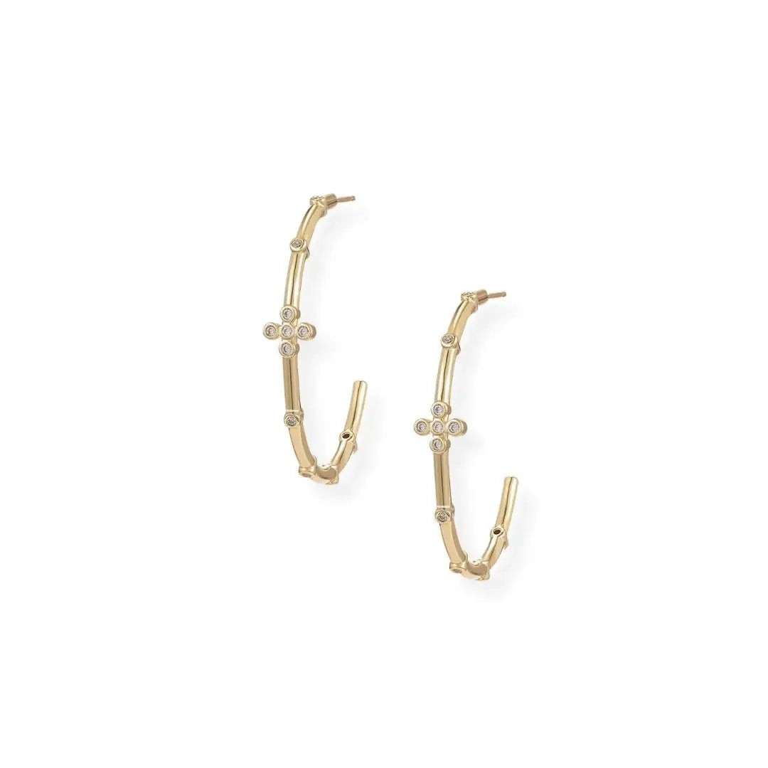 Natalie Wood - Legacy Cross Hoop Earrings - Gold-110 Jewelry & Hair-Natalie Wood-July & June Women's Fashion Boutique Located in San Antonio, Texas