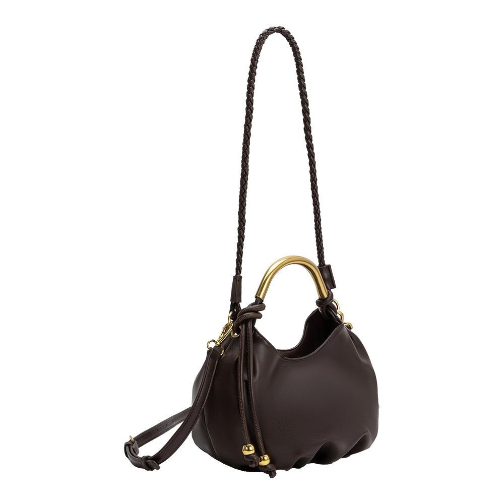 Dottie Gold Top Handle Bag - Espresso-130 Accessories-MELIE BIANCO-July & June Women's Fashion Boutique Located in San Antonio, Texas