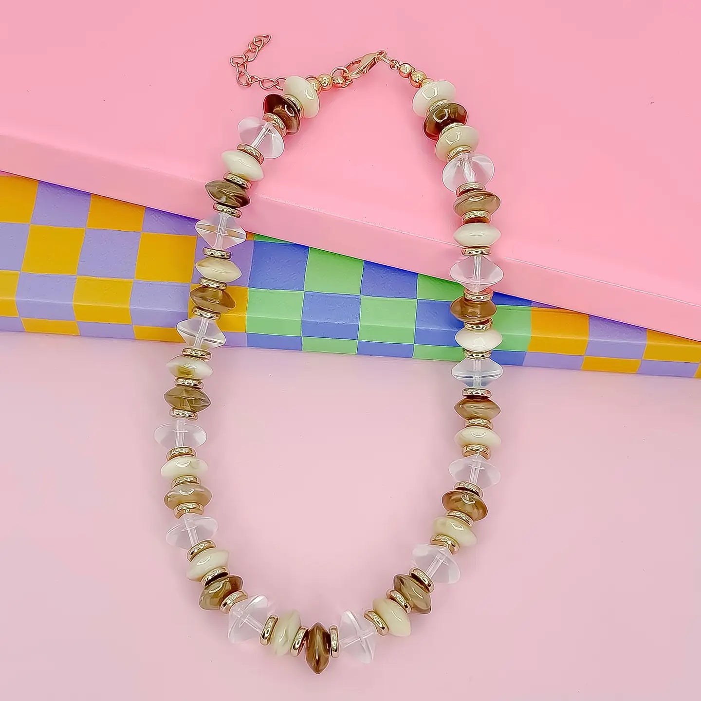 Treasure Jewels - Cream Pop Beaded Necklace-110 Jewelry & Hair-Treasure Jewels-July & June Women's Fashion Boutique Located in San Antonio, Texas