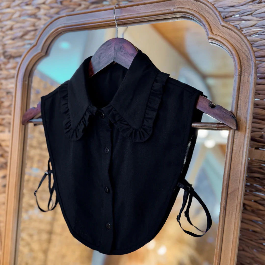 Faux Collar - Black Peter Pan Ruffle-200 Fashion Blouses-Giddy Up Glamour-July & June Women's Fashion Boutique Located in San Antonio, Texas