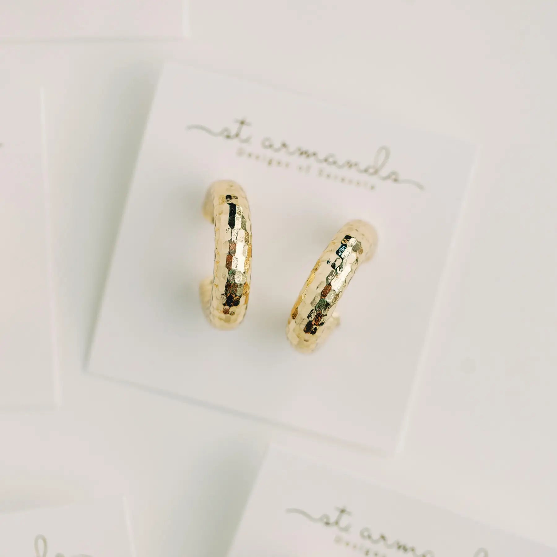 Hammered Gold Vintage Style Hoop Earrings-110 Jewelry & Hair-St Armands Designs of Sarasota-July & June Women's Fashion Boutique Located in San Antonio, Texas