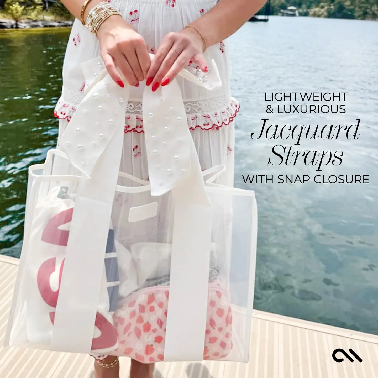 Case-Mate - Ivory Pearl Bow Jelly Tote Bag-130 Accessories-Casemate-July & June Women's Fashion Boutique Located in San Antonio, Texas