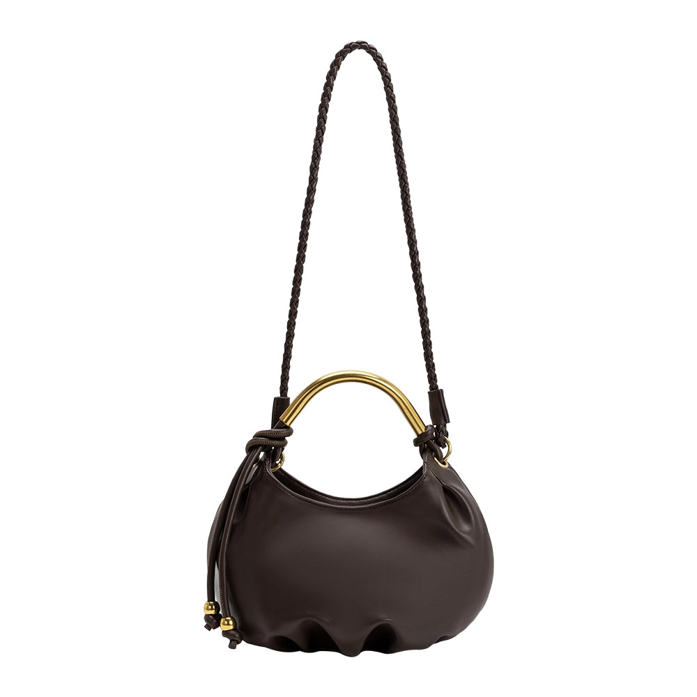 Dottie Gold Top Handle Bag - Espresso-130 Accessories-MELIE BIANCO-July & June Women's Fashion Boutique Located in San Antonio, Texas