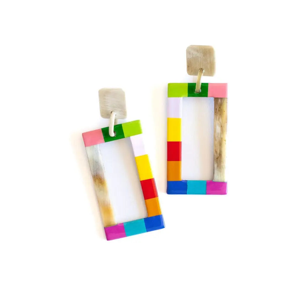 Sunshine Tienda - Rainbow Colorblock Earrings-110 Jewelry & Hair-Sunshine Tienda-July & June Women's Fashion Boutique Located in San Antonio, Texas