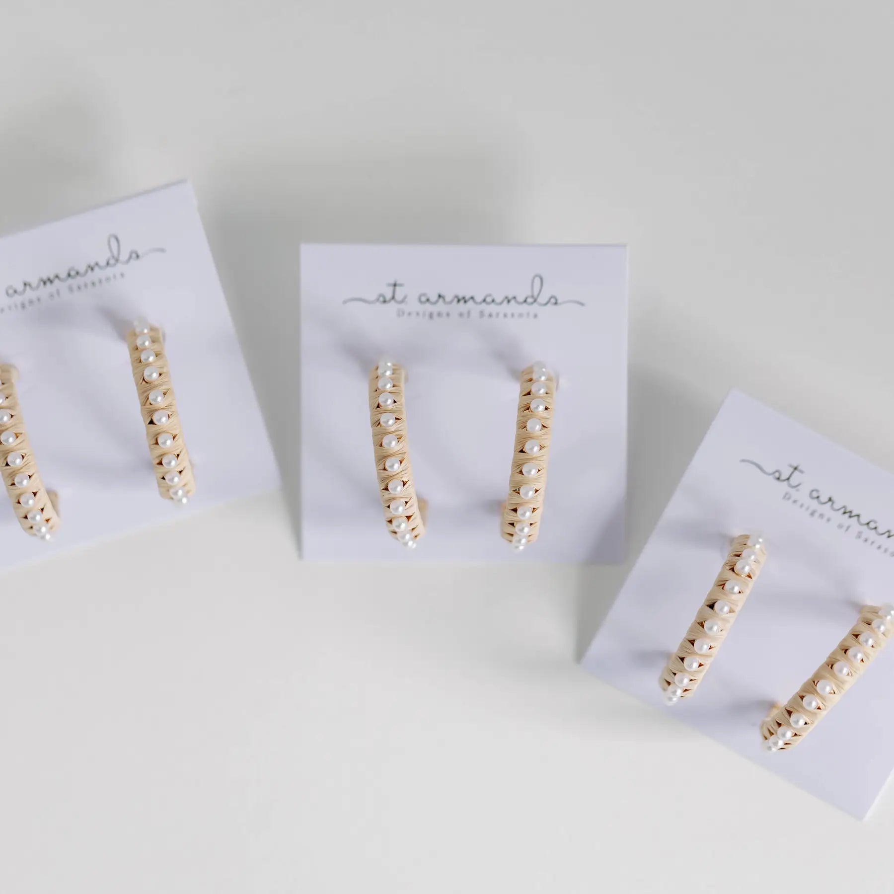 Natural Studded Pearl Raffia Statement Hoop Earrings-110 Jewelry & Hair-St Armands Designs of Sarasota-July & June Women's Fashion Boutique Located in San Antonio, Texas