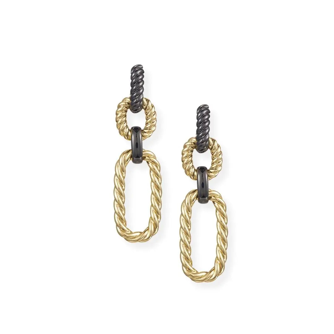 Natalie Wood - Legacy Link Statement Earrings - Gold/Black-110 Jewelry & Hair-Natalie Wood-July & June Women's Fashion Boutique Located in San Antonio, Texas