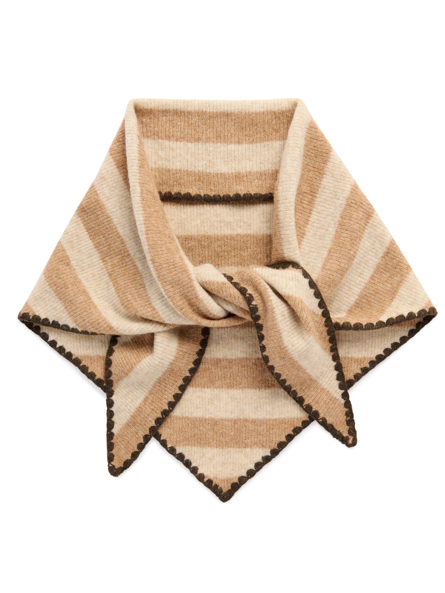 Oatmeal & Brown Triangle Scarf-130 Accessories-SHIRALEAH-July & June Women's Fashion Boutique Located in San Antonio, Texas