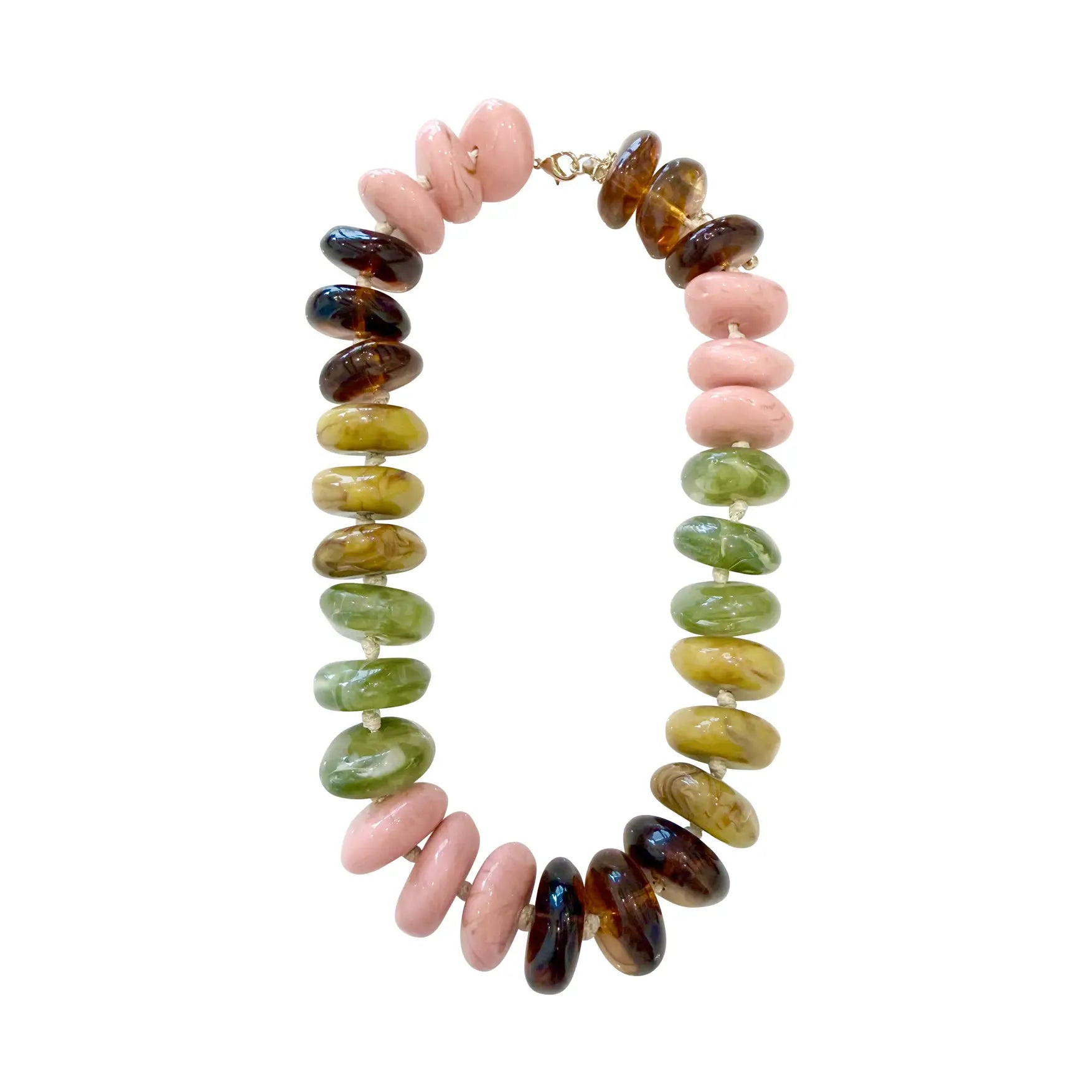 The Delray Beaded Necklace - Blush/Green Mix-110 Jewelry & Hair-Gemelli-July & June Women's Fashion Boutique Located in San Antonio, Texas