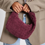 Autumn Woven Genuine Suede Leather Clutch - Wine-130 ACCESSORIES-Moda Luxe-July & June Women's Fashion Boutique Located in San Antonio, Texas
