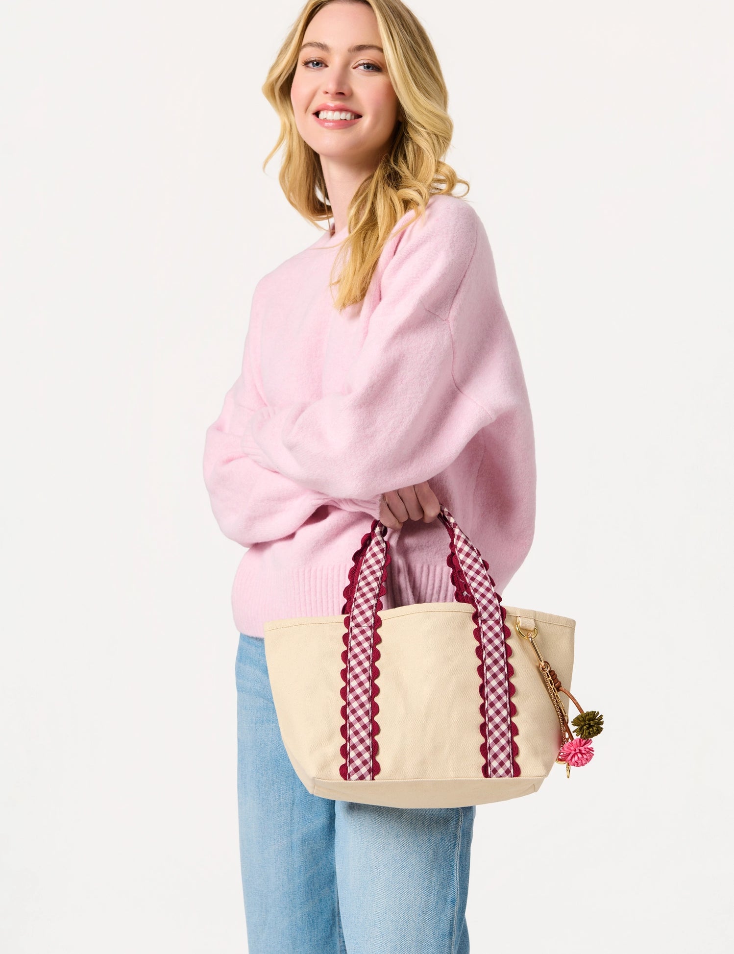 Darling Gingham Mini Tote - Maroon-130 Accessories-SHIRALEAH-July & June Women's Fashion Boutique Located in San Antonio, Texas