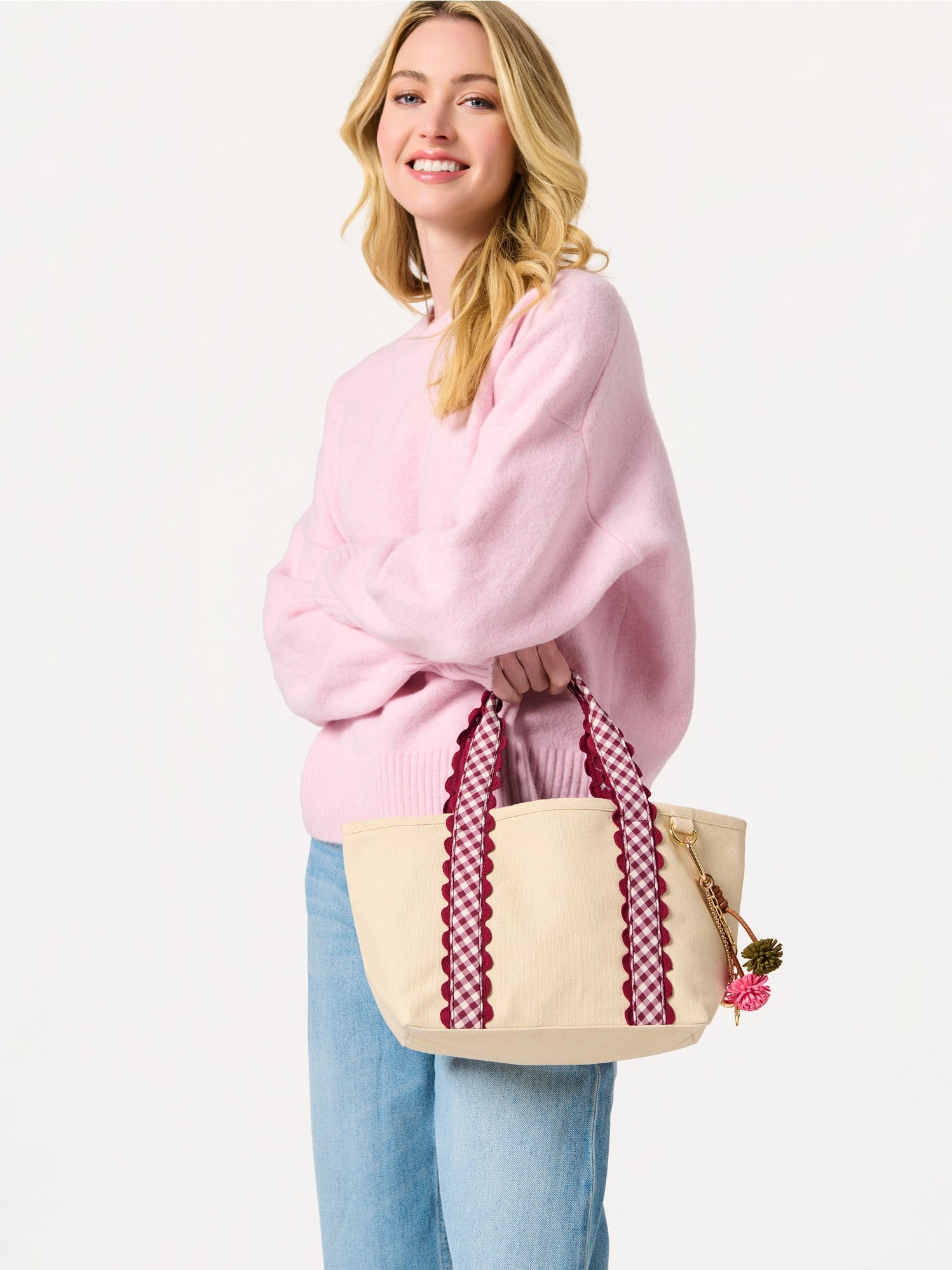 Darling Gingham Mini Tote - Maroon-130 Accessories-SHIRALEAH-July & June Women's Fashion Boutique Located in San Antonio, Texas