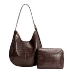 Stephanie Crocodile Shoulder Bag - Chocolate-130 Accessories-MELIE BIANCO-July & June Women's Fashion Boutique Located in San Antonio, Texas